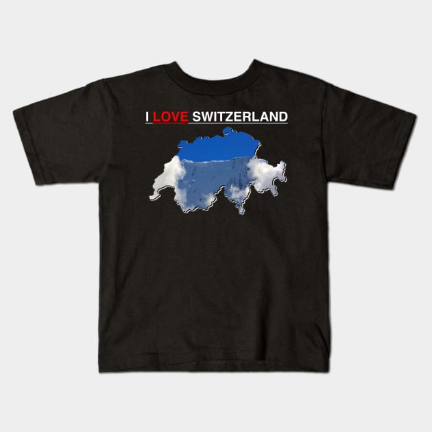 I Love Switzerland Snow Capped Mountain Kids T-Shirt by PathblazerStudios